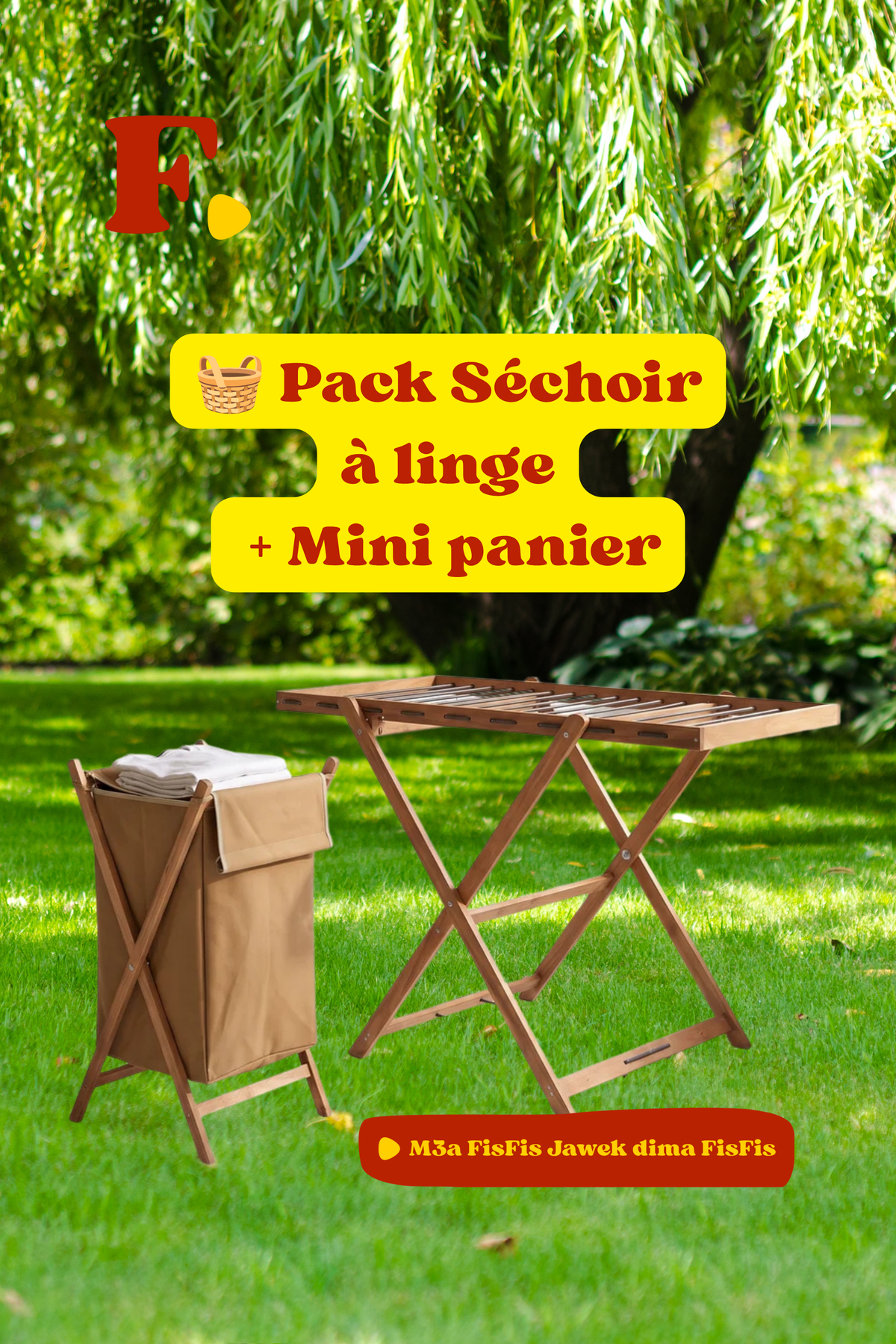 🧺 Pack Séchoir à linge + Mini panier