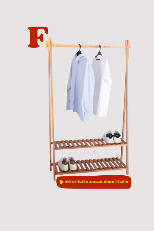 Portant Vêtements en bois multifonction double