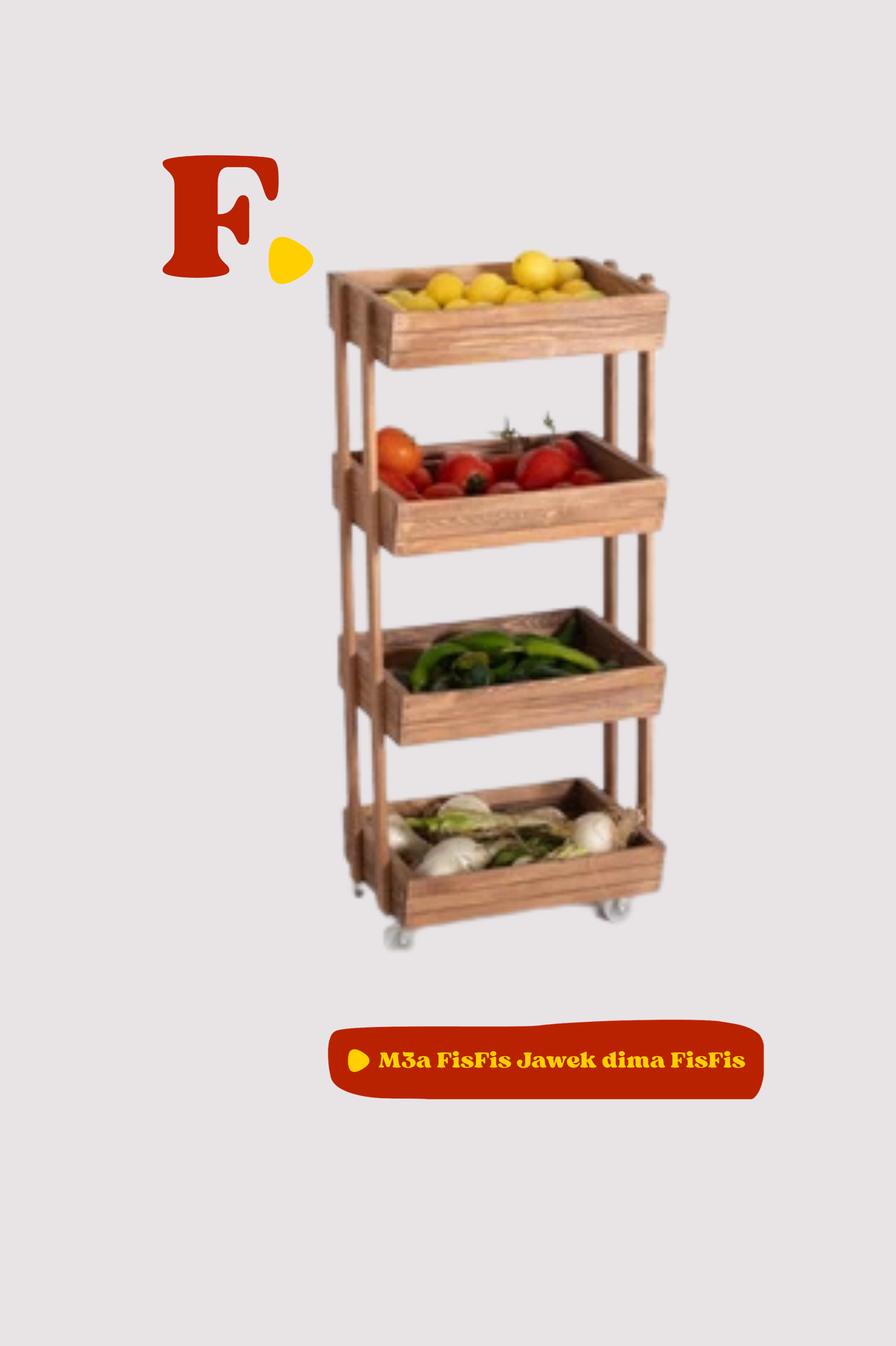 Porte legumes 4 étagères en bois